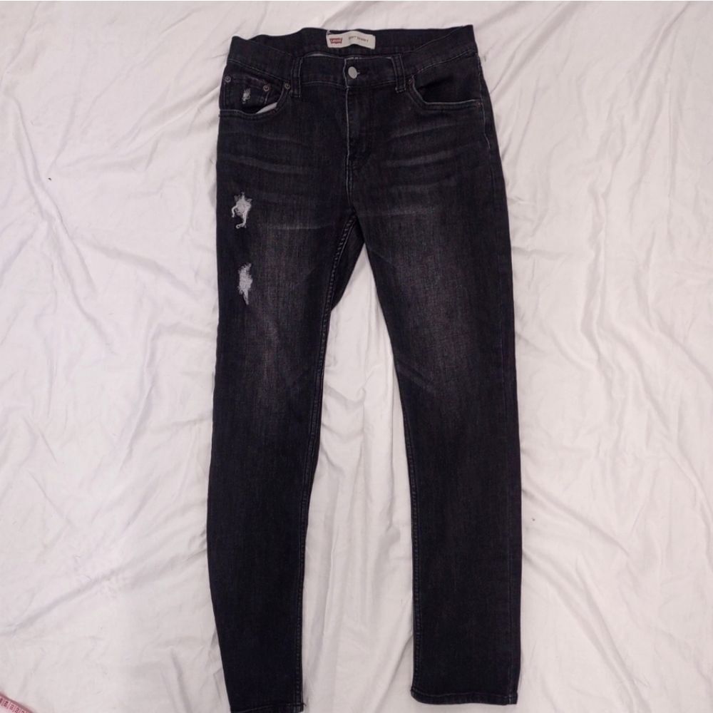Levi 510 Gray Distressed Skinny Jeans. 18